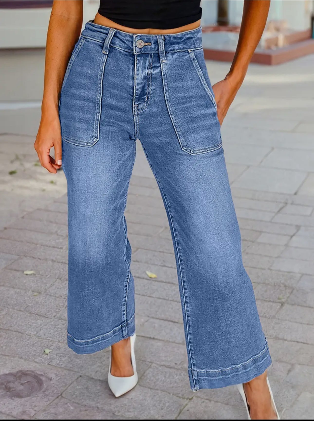 Cropped Sky Blue Jeans