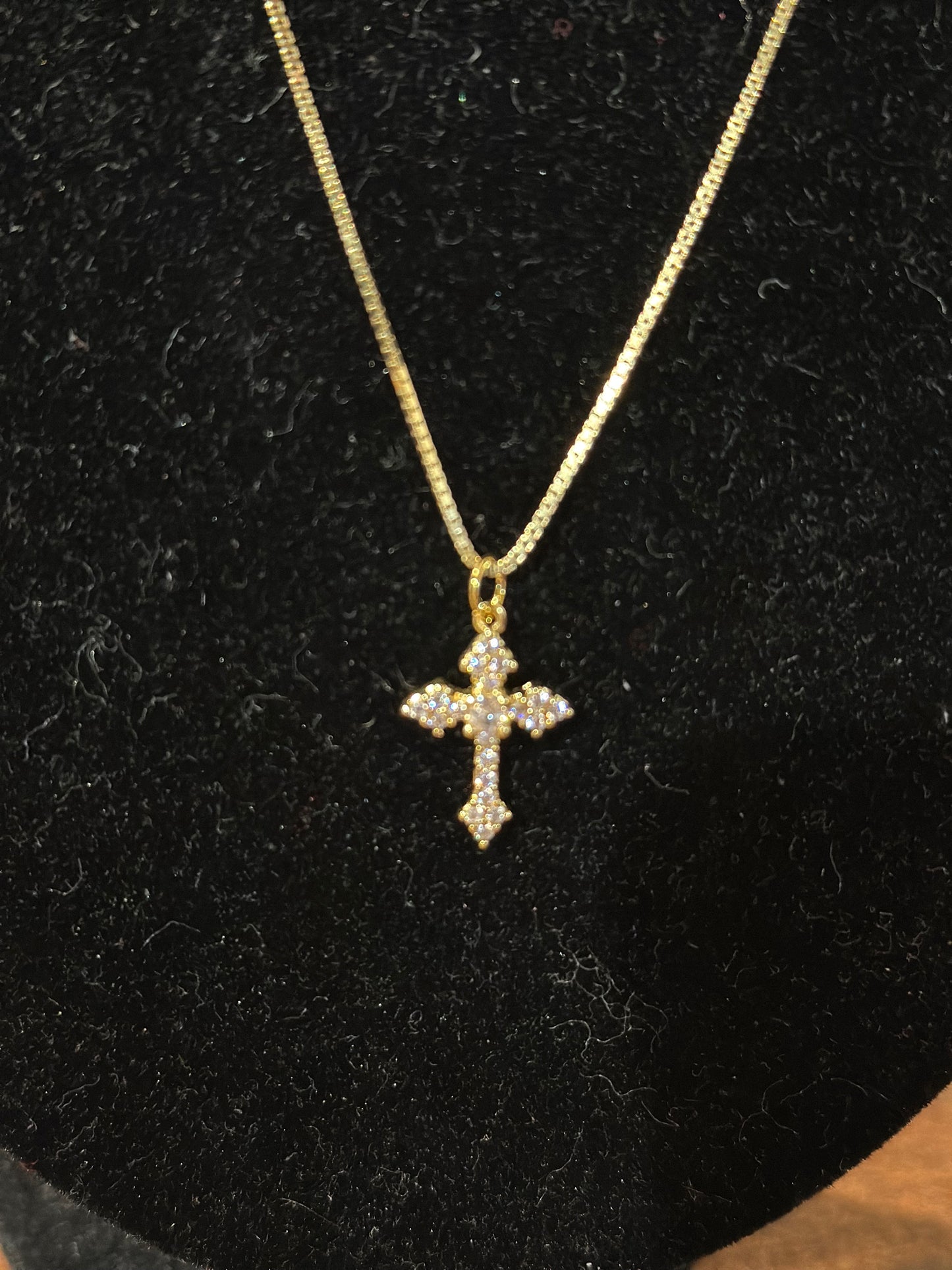 Gold Pave Cross 18” Necklace