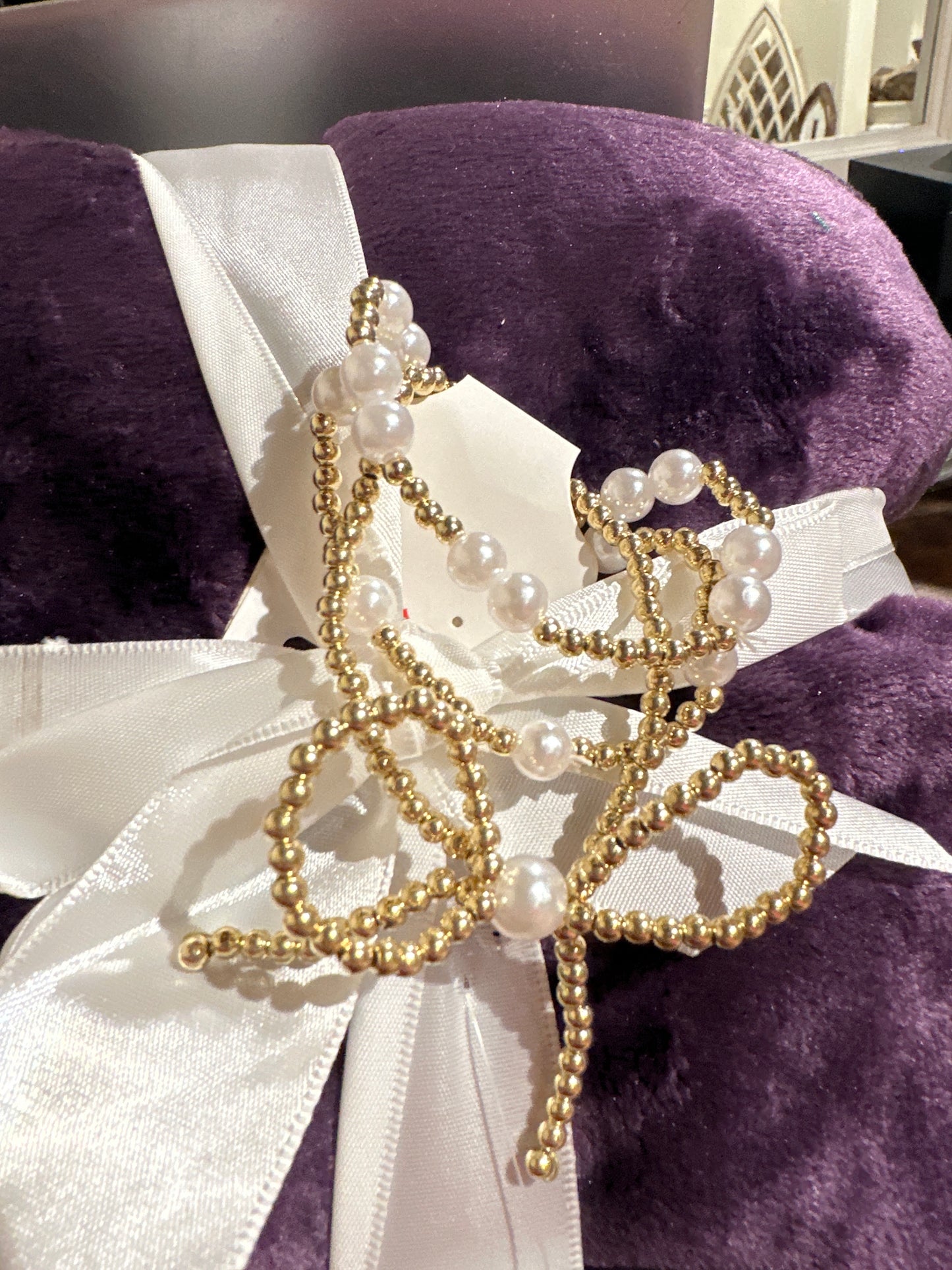 3pc Gold Bow Pearl Bracelet