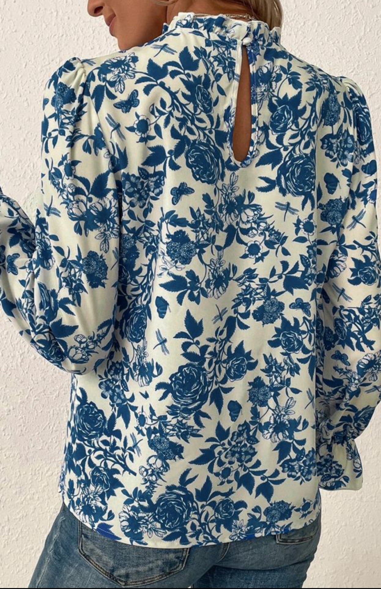 Sky Blue Floral Blouse