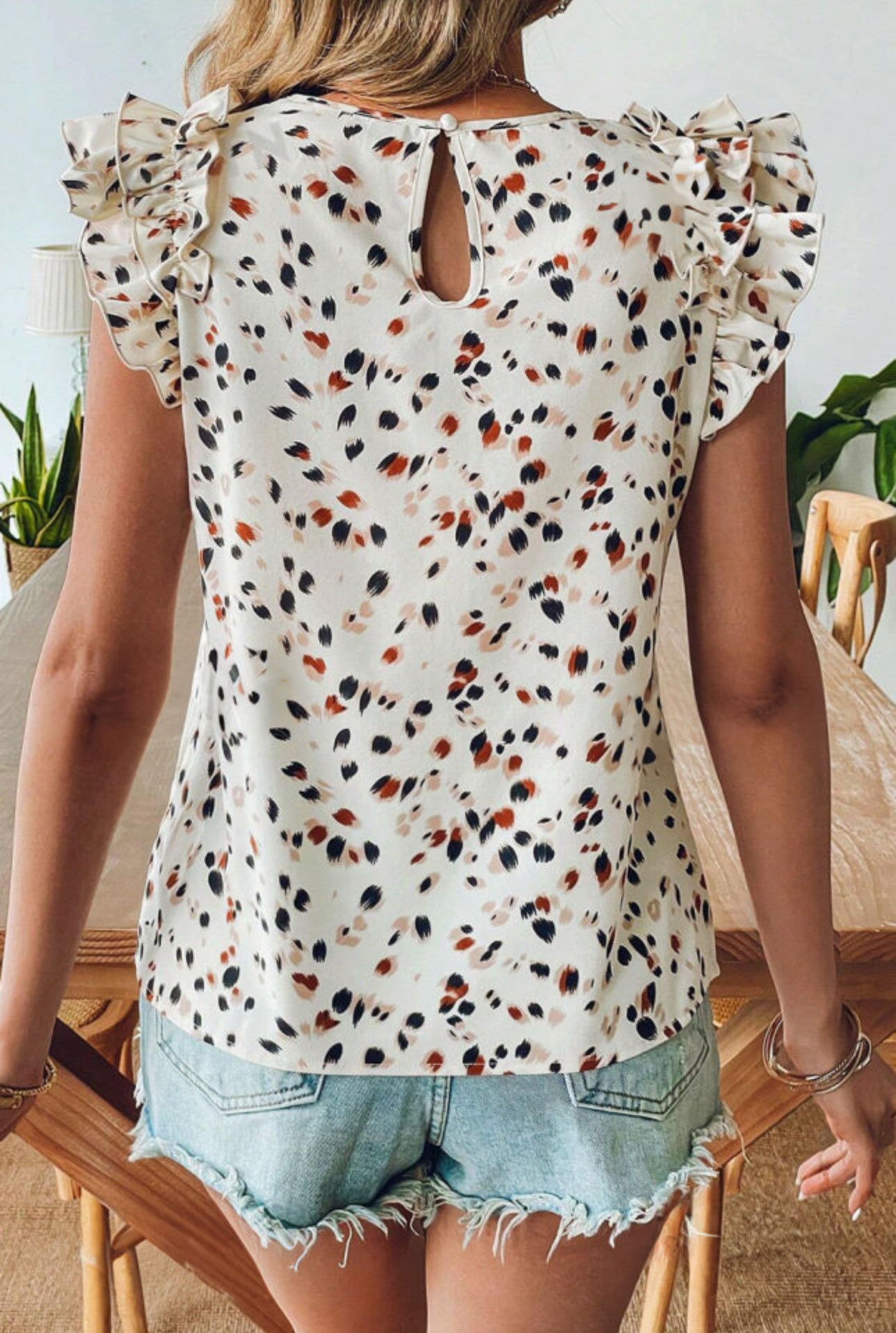 Beige Keyhole Blouse