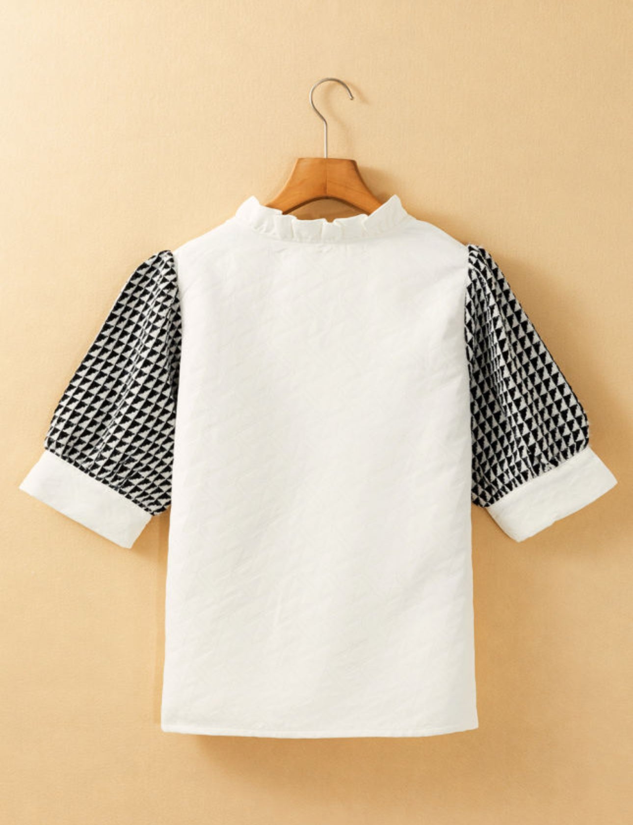 White Geometric Blouse