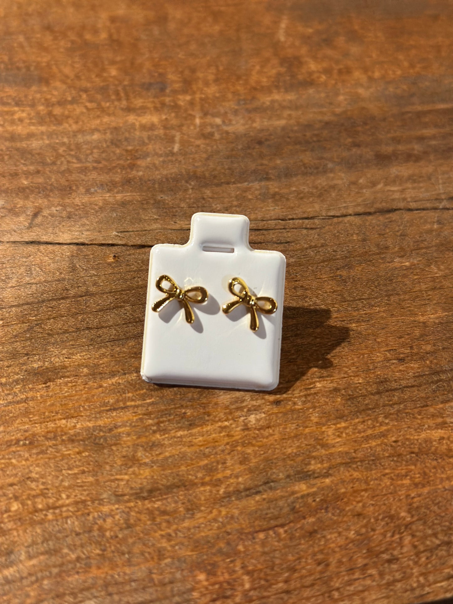 Tiny Girl Gold Bow Earrings