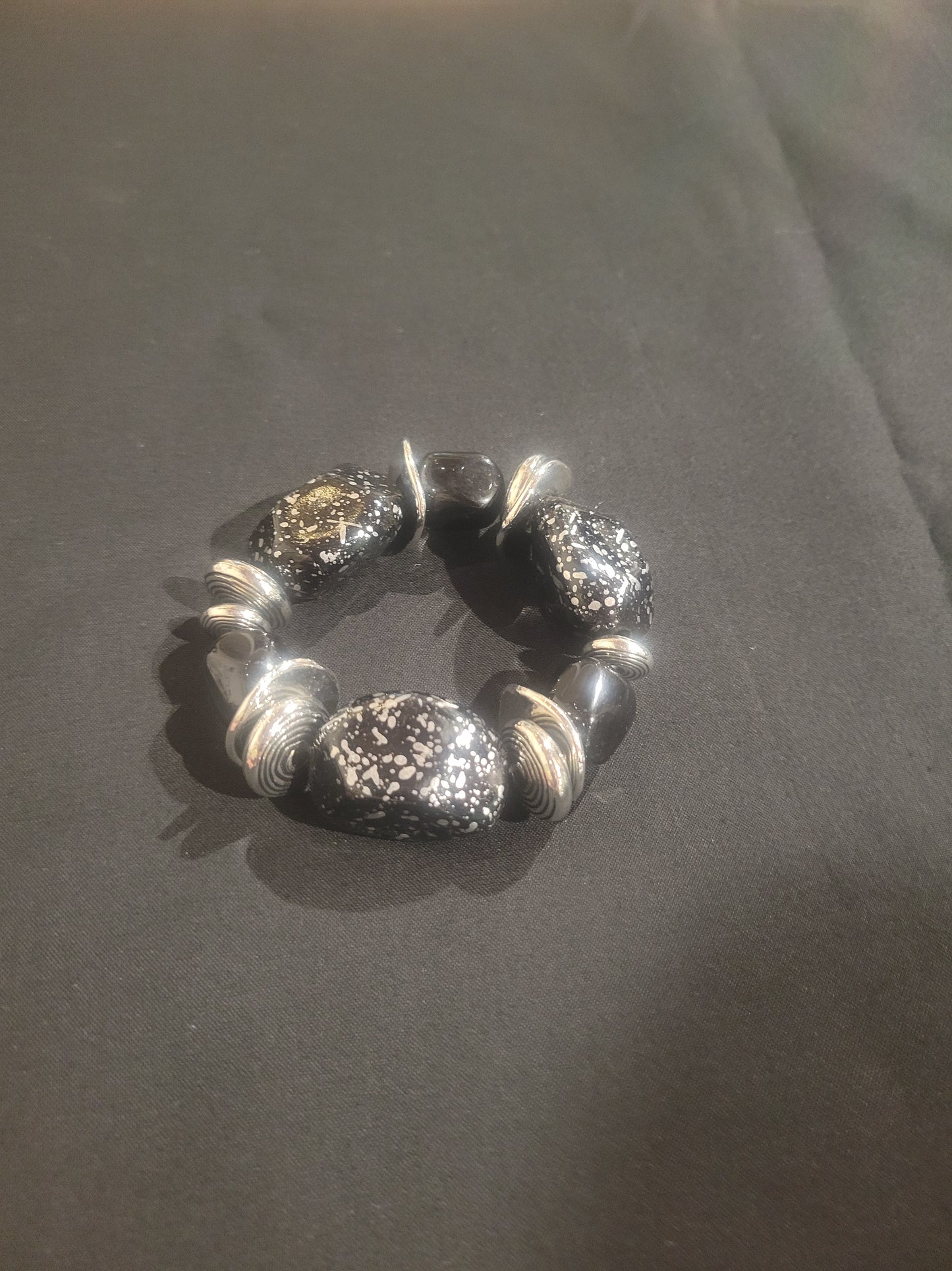 Black Crackle Stone Bracelet