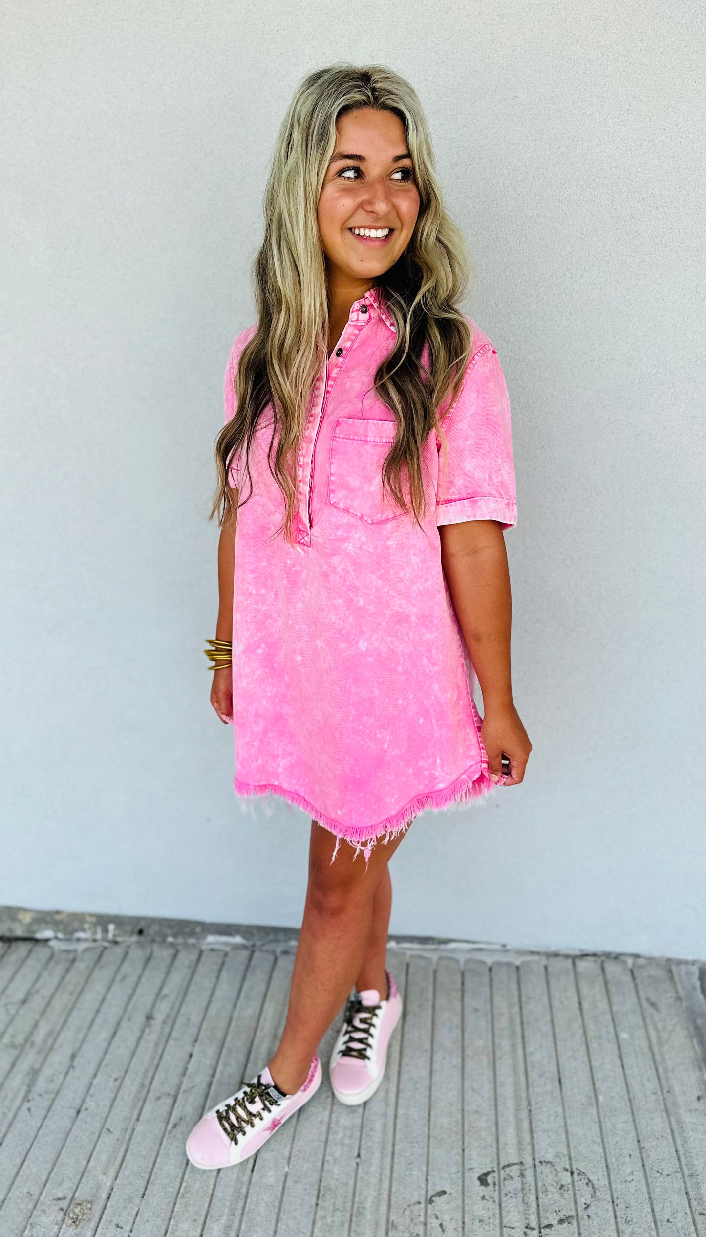 Pink Denim Dress