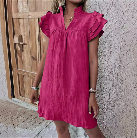 Rose Lotus Sleeve Dress