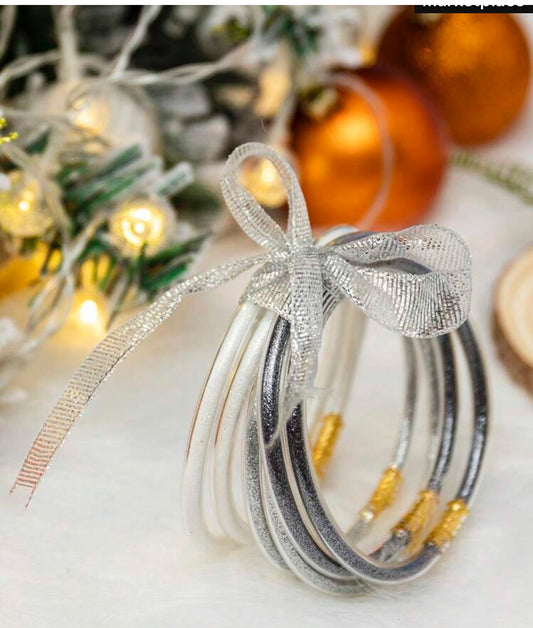 6pc Mixed Color White Bracelet