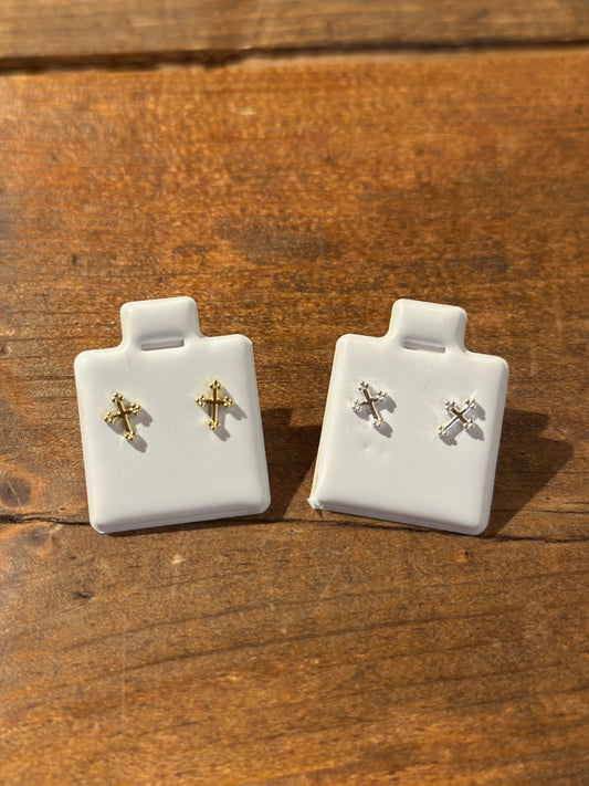Tiny Girl Cross Earrings