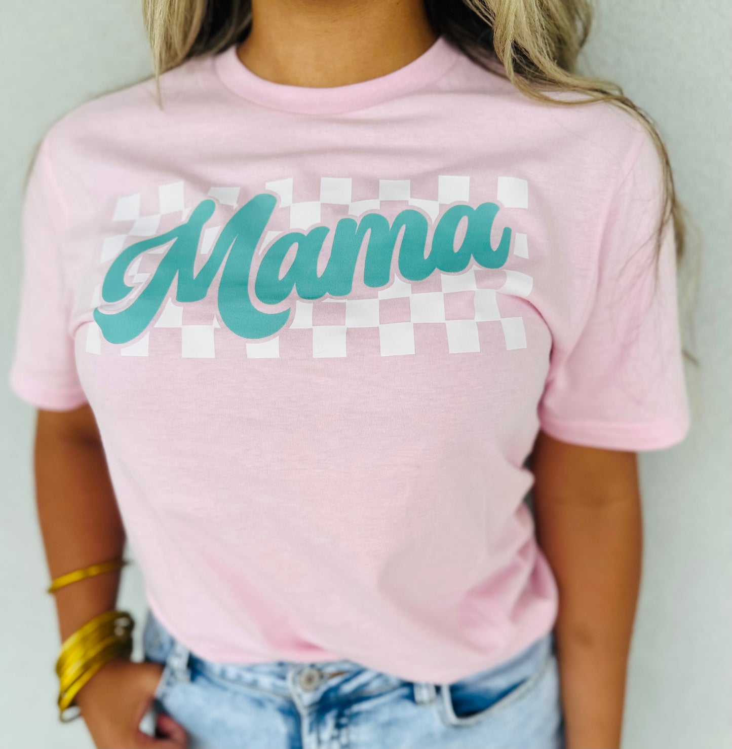 Checkered Mama Tee