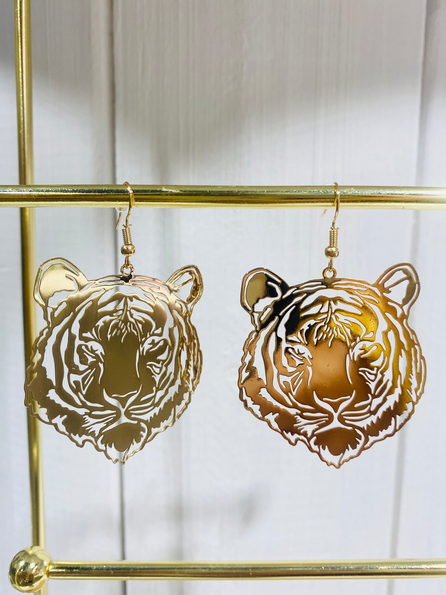 Bright Gold Tiger Earrings