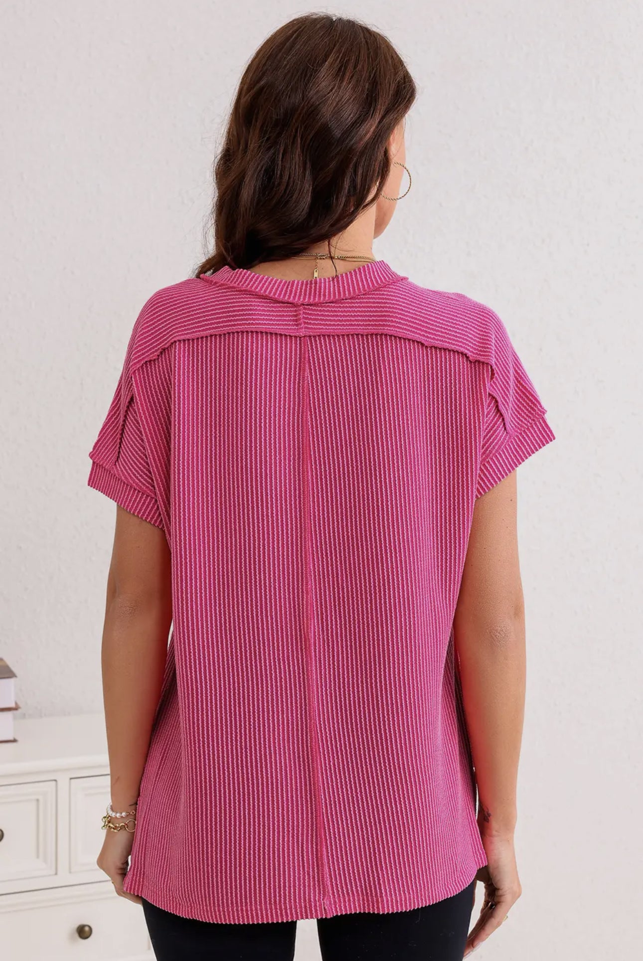 Pink Knit Stitch Top