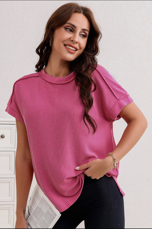 Pink Knit Stitch Top