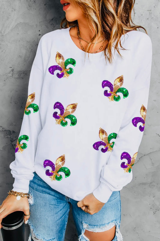 Sequin Mardi Gras Sweatshirt