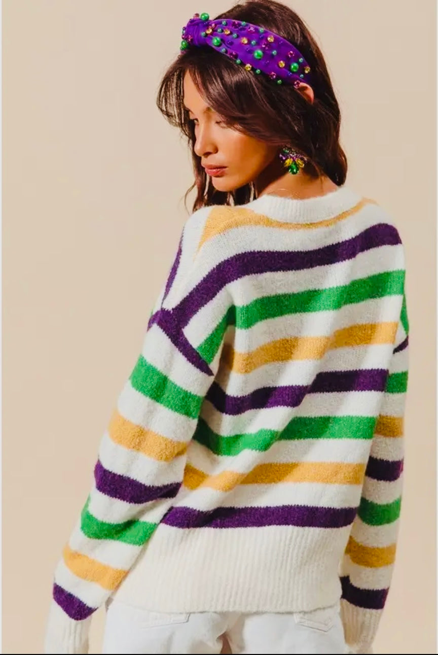 Mardi Gras Stripe Sweater