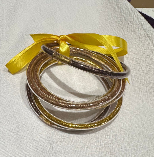Rose Gold Silicone 6pc Bangles