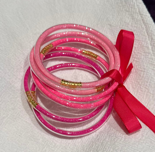 Pink Silicone 6pc Bangles
