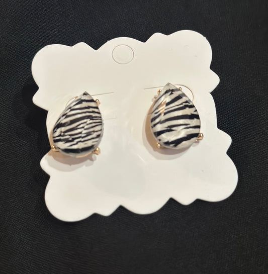 Glass Zebra Stud Earrings