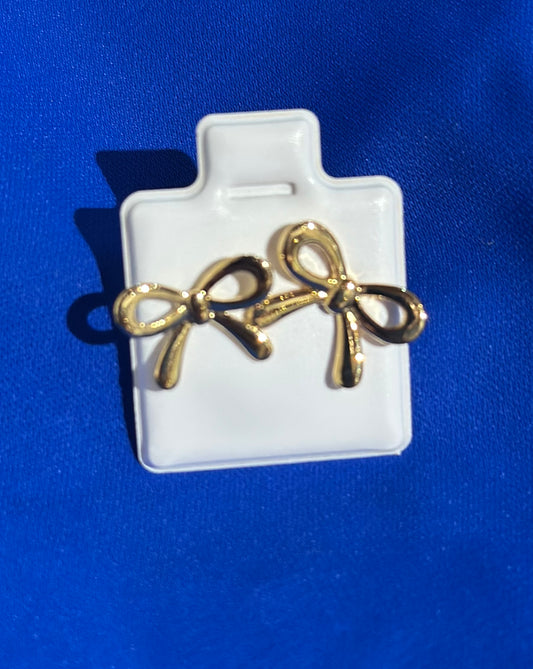 Large Gold Bow Stud Earrings