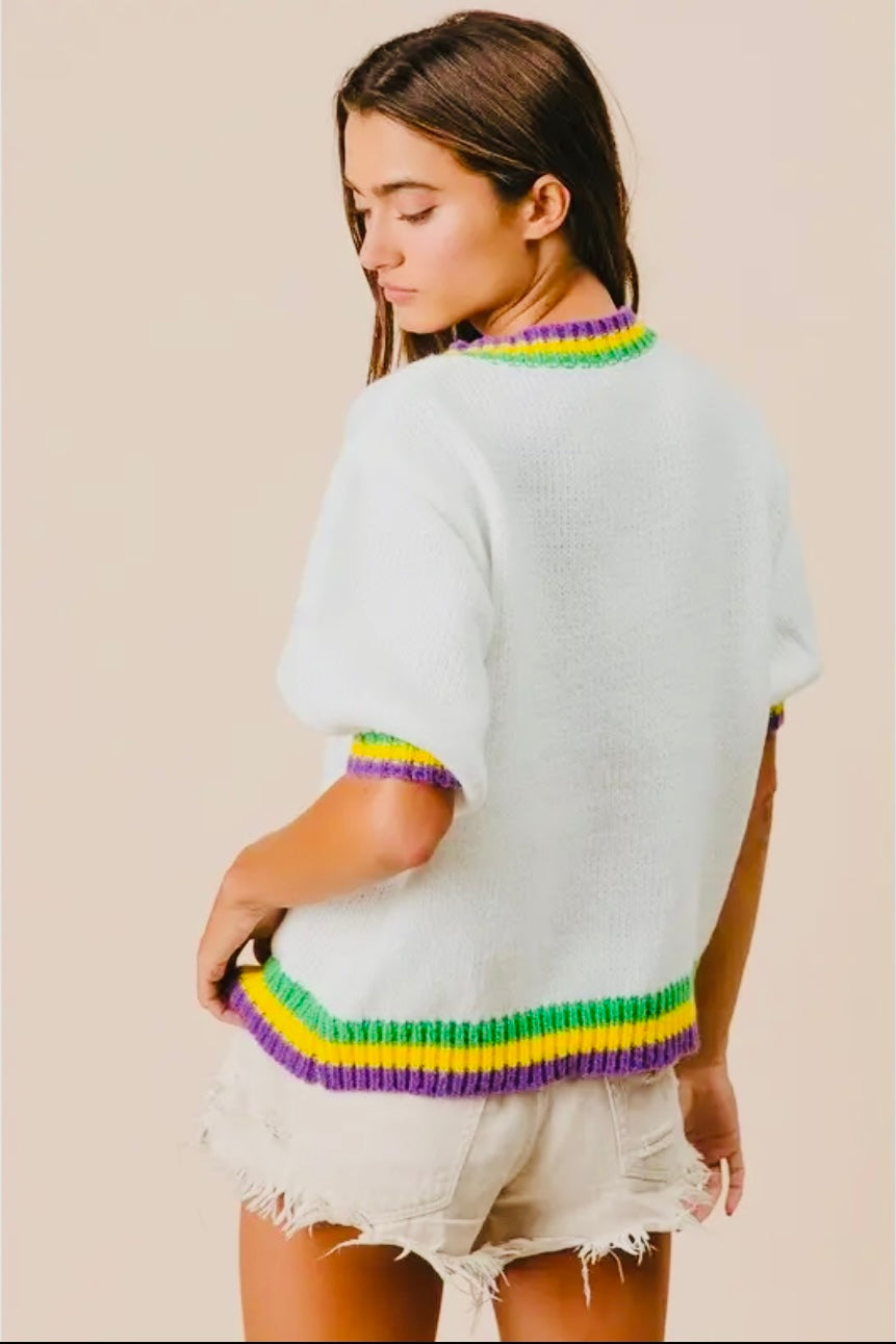 Mardi Gras Bow Sweater