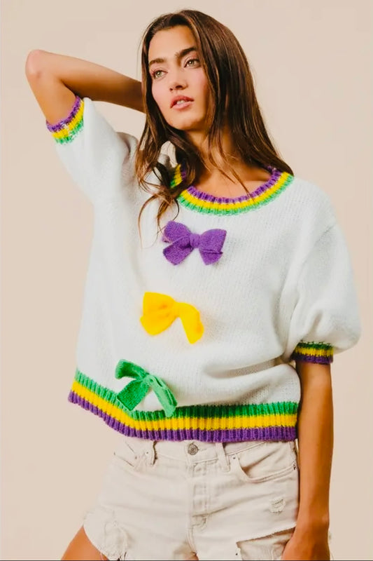 Mardi Gras Bow Sweater