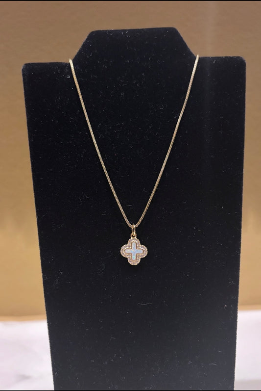 Tiny Girl Opal Cross Necklace