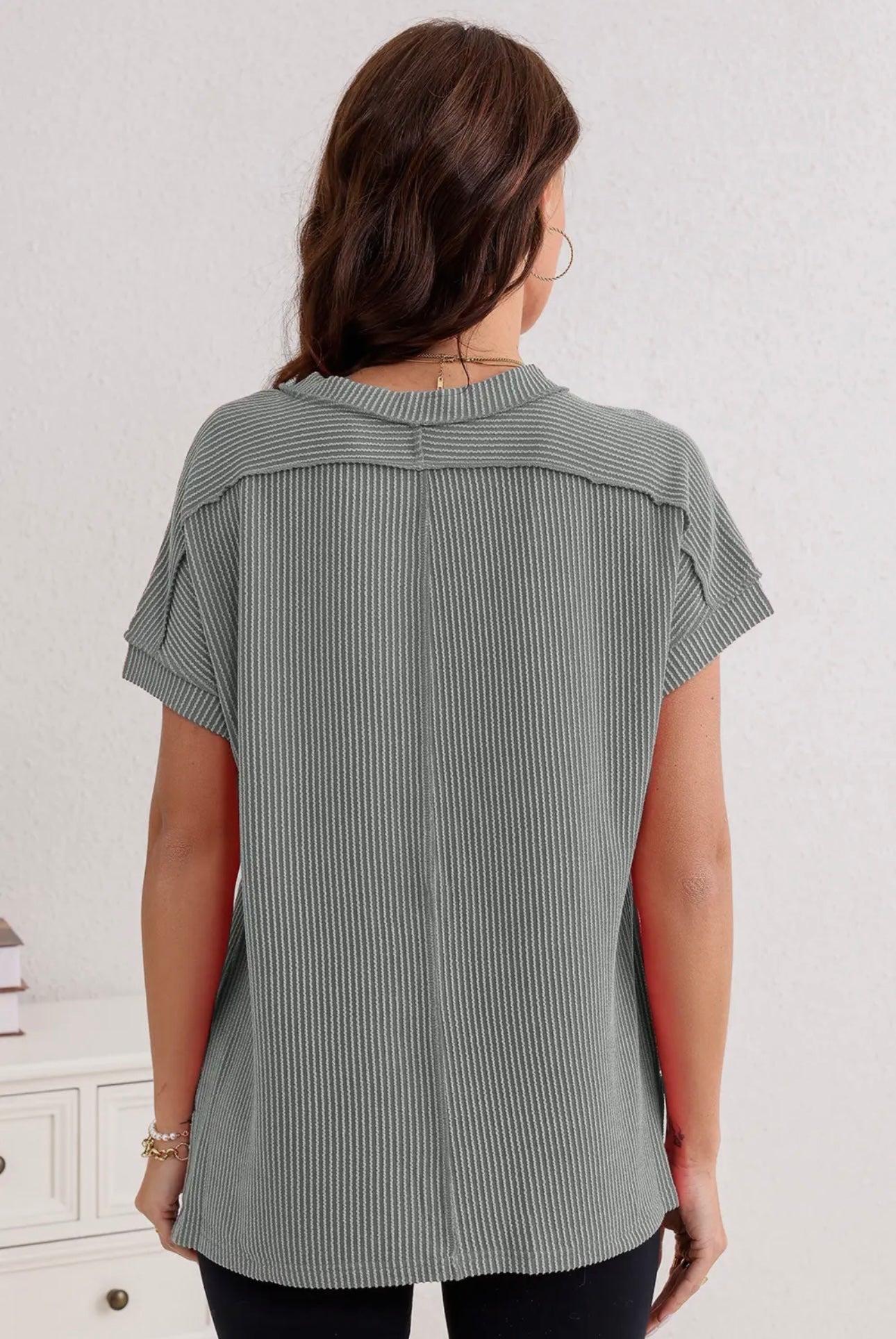 Gray Knit Stitch Top