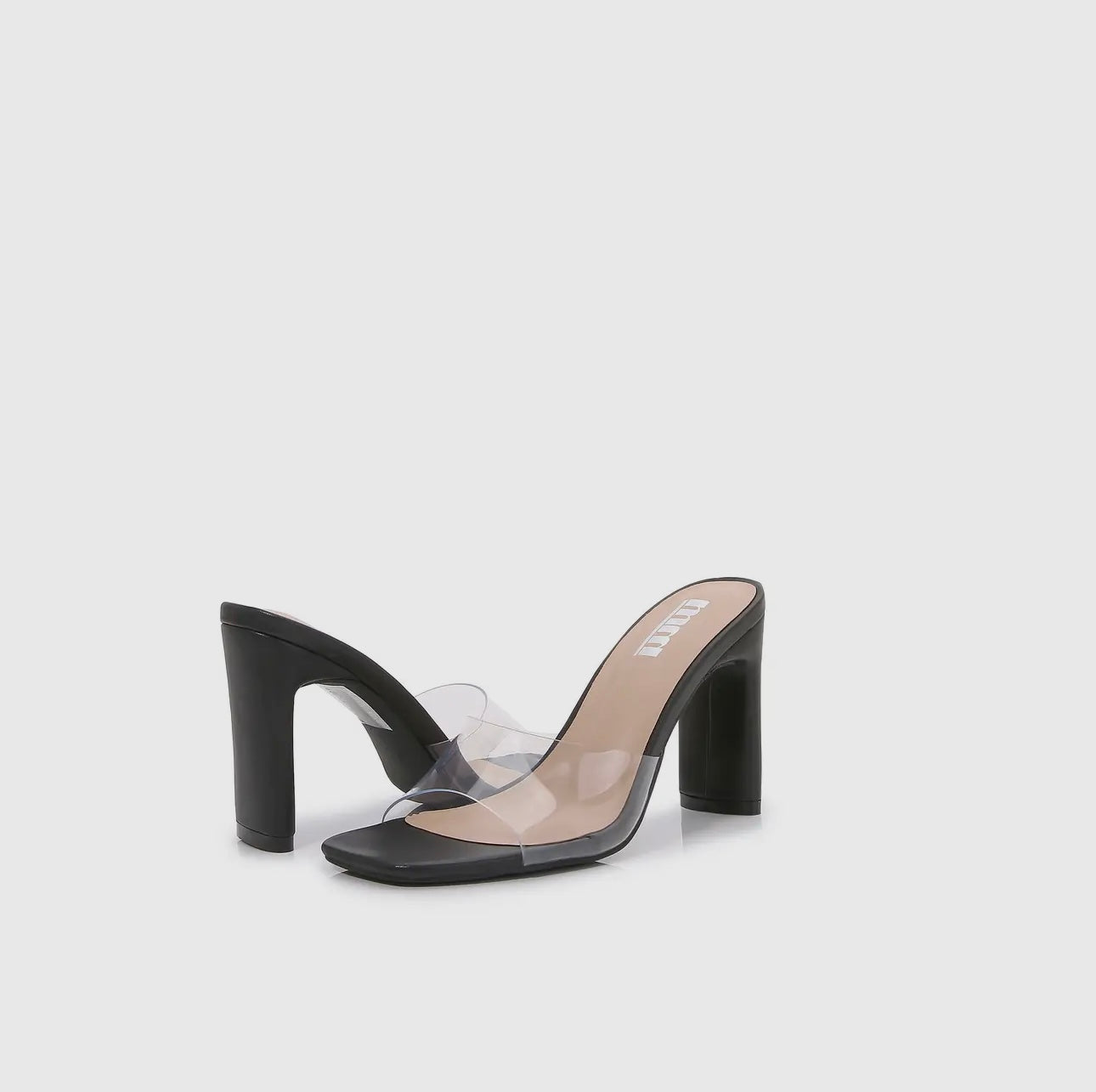 Clear Strap Black Heel