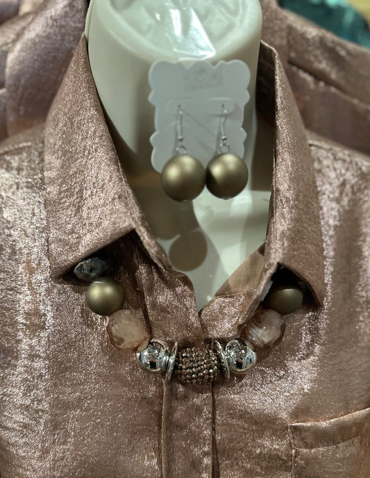 Bronze Beaded Necklace Set