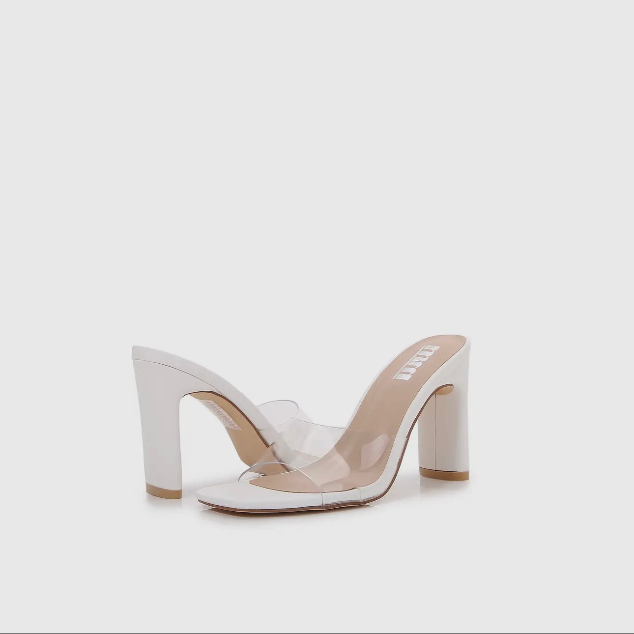 Clear Strap White Heel