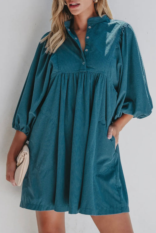 Teal Corduroy Dress