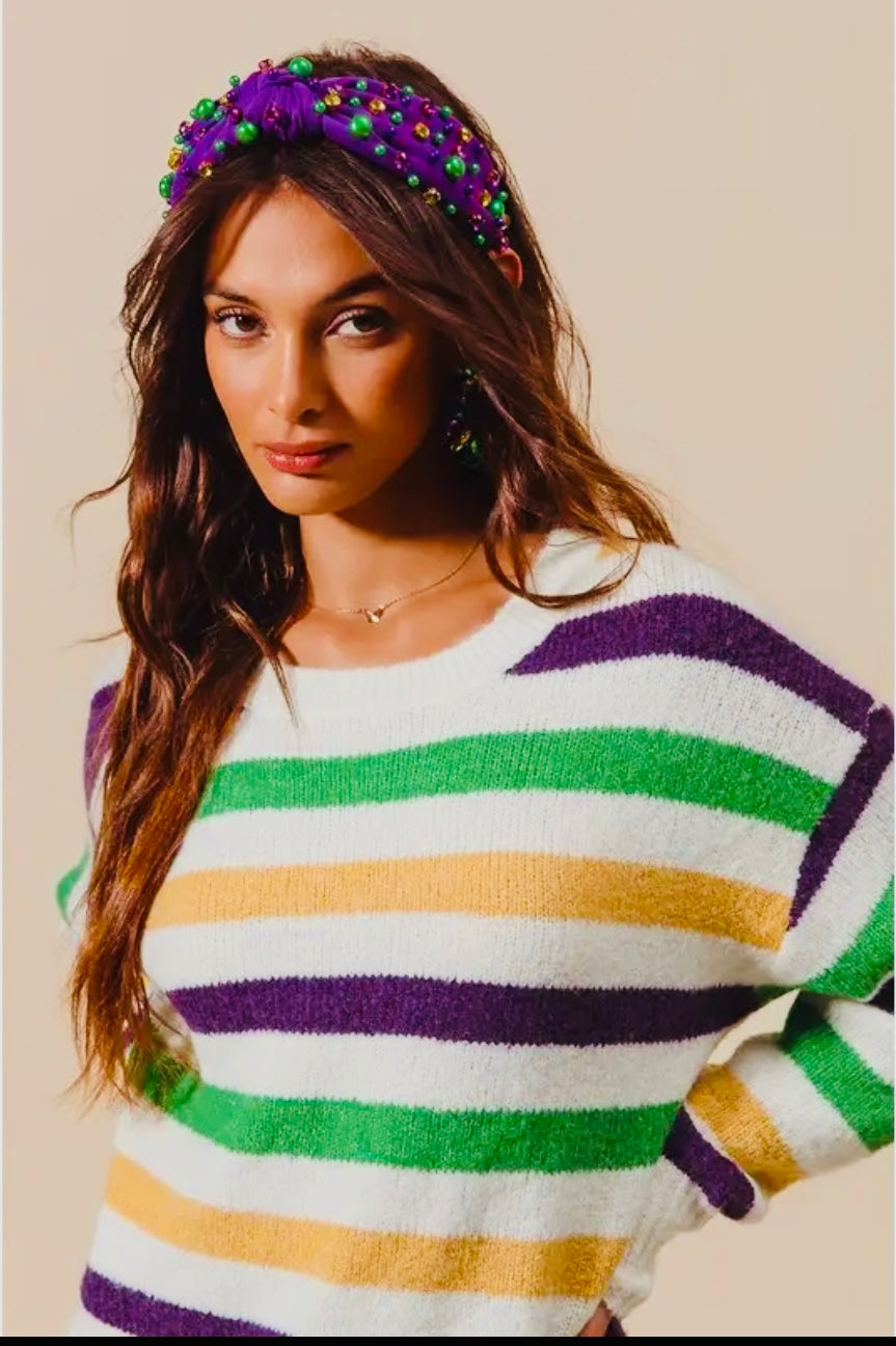 Mardi Gras Stripe Sweater