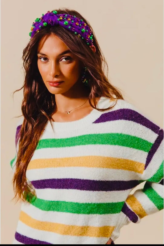 Mardi Gras Stripe Sweater