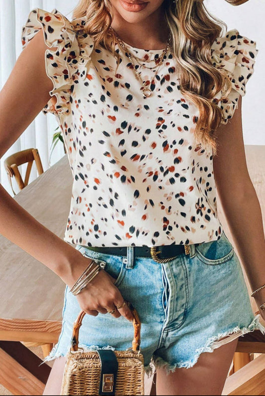 Beige Keyhole Blouse
