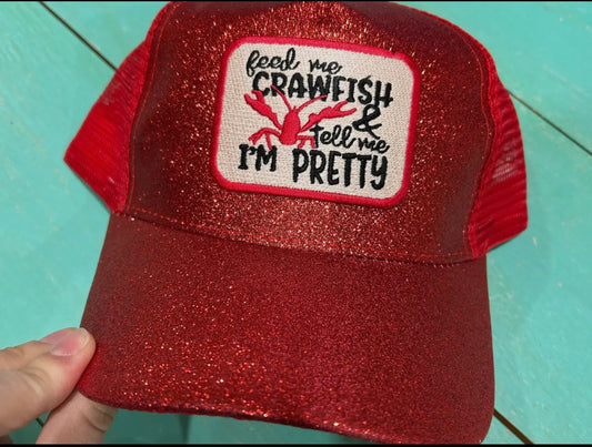Red Glitter Crawfish Cap