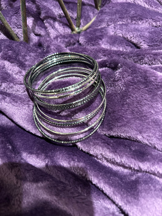 Silver/Black Bangles