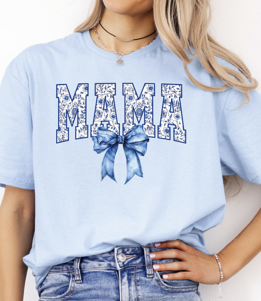 Blue Floral MAMA Tee