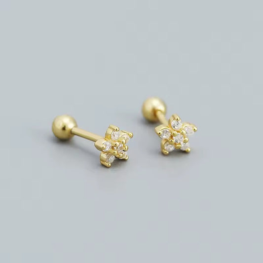 Baby Screw Back Crystal Star Earrings