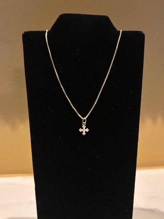 Tiny Girl Gold Cross Necklace