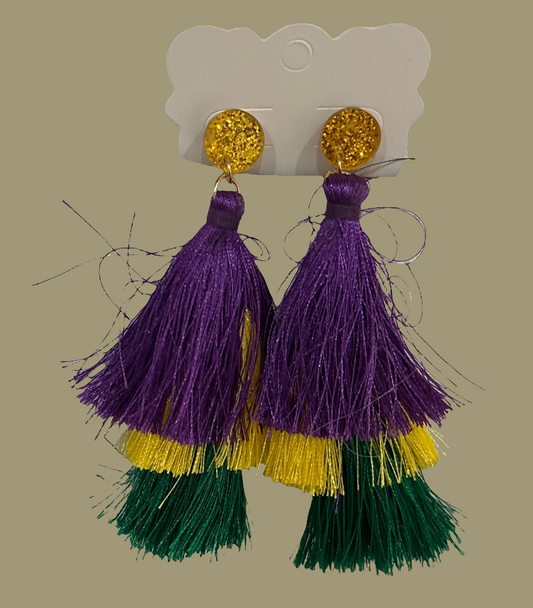 Mardi Gras Tassel Earrings