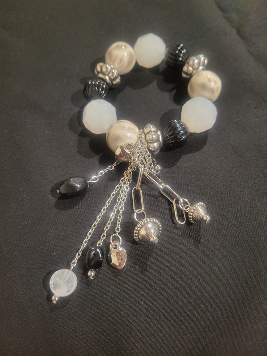 Marble/White Stone Tassel Bracelet